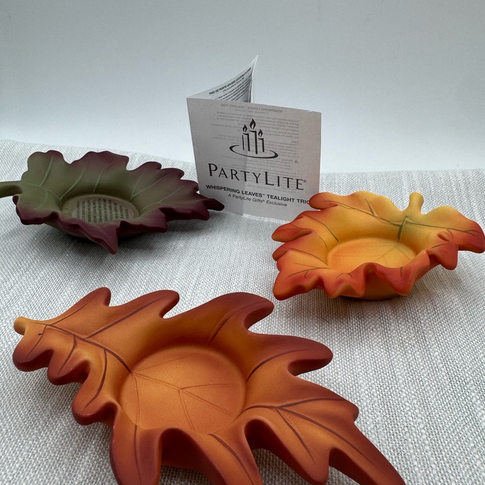 PartyLite - Whispering Leaves Tealight Trio - Candle Fall Autumn P8535U Retired - Picture 5 of 7